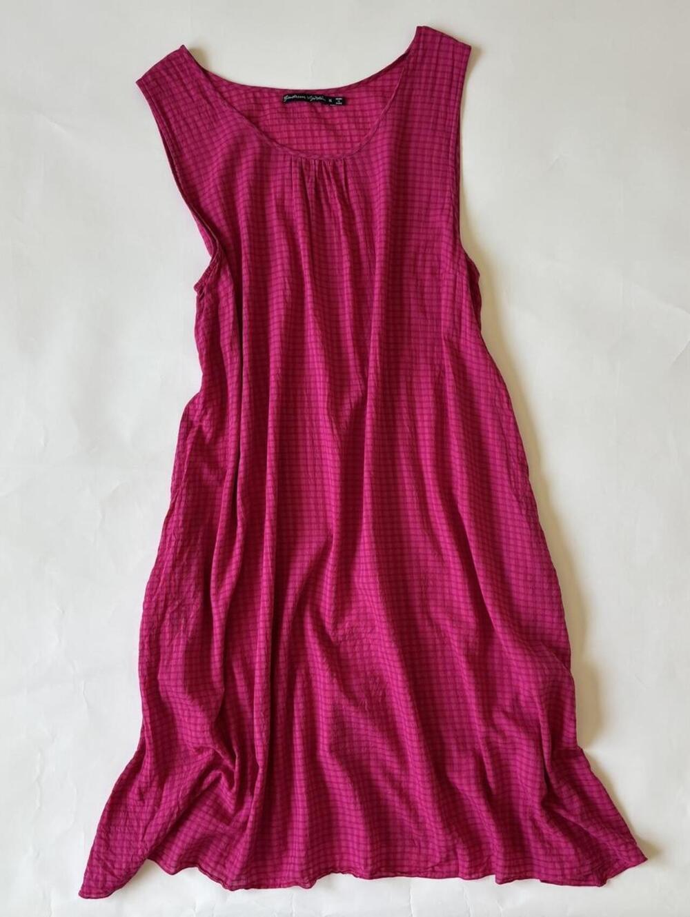 GUDRUN SJÖDEN FUCHSIA PINK GINGHAM MIDI DRESS XL